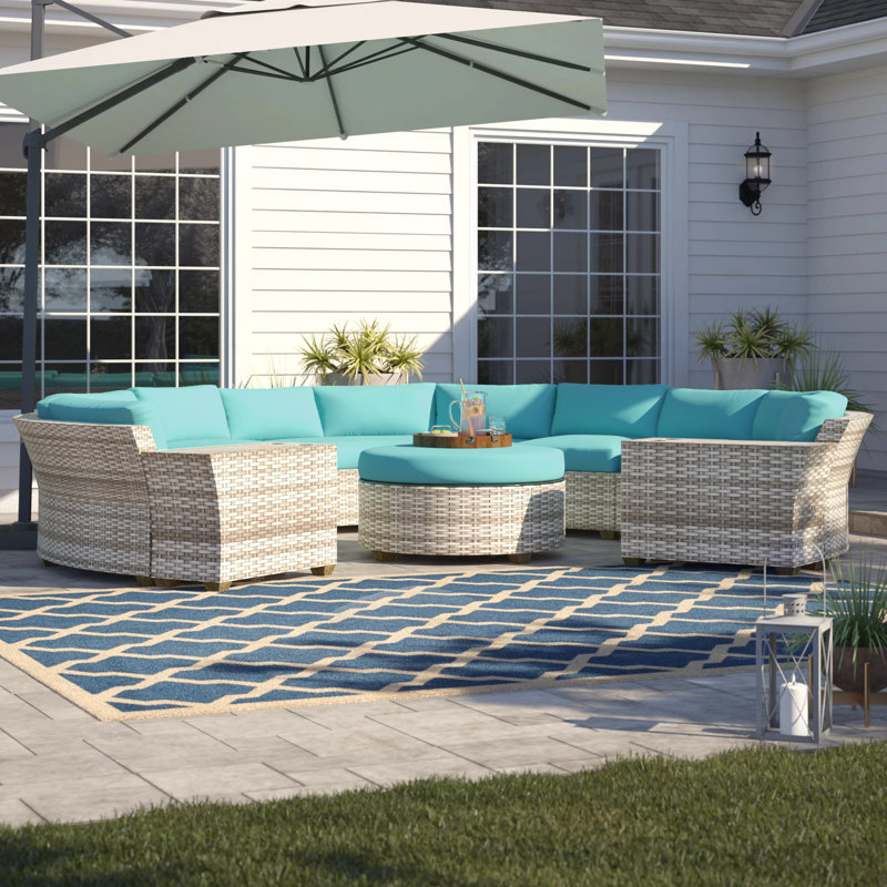 Sol 72 Outdoor™ Falmouth 8 Piece Rattan Sectional Seating Group with
